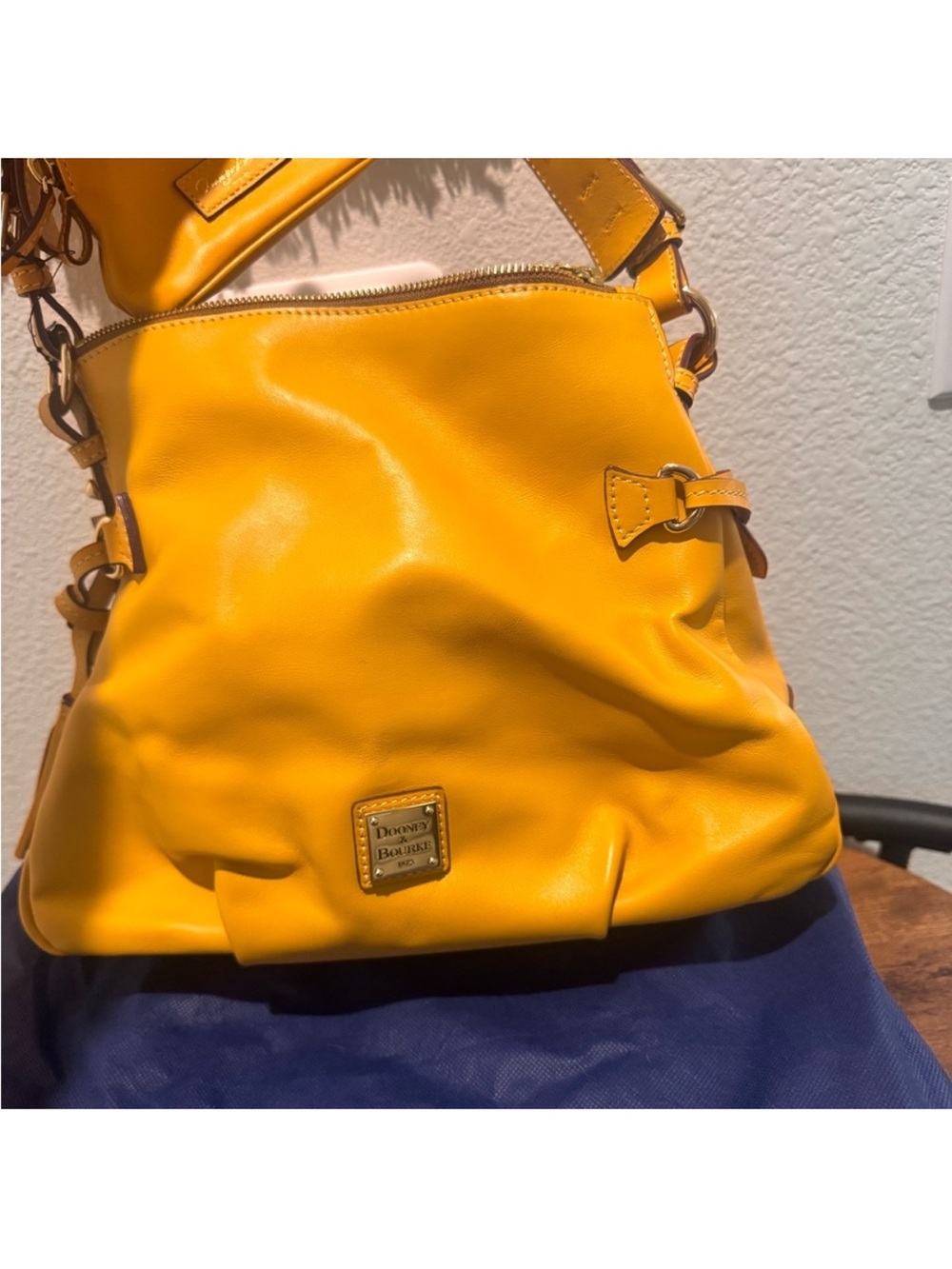 Dooney & Bourke Tegan 30 Mustard Yellow Leather Shoulder Bag